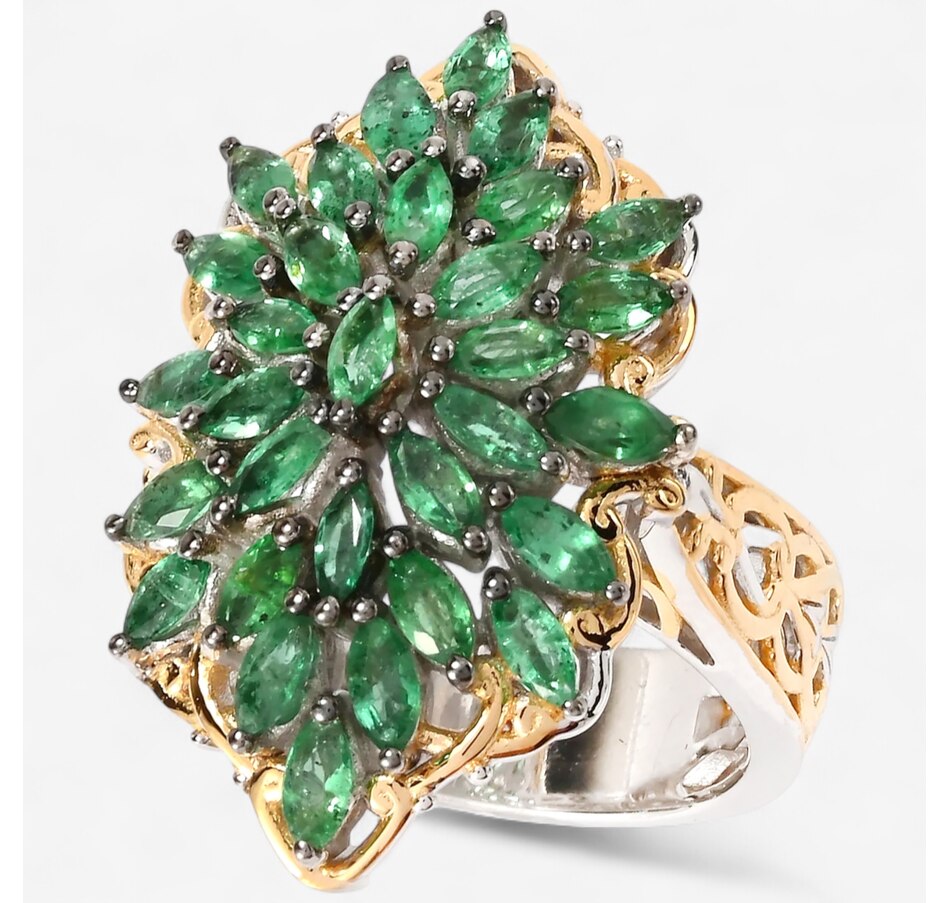 Image 747067.jpg, Product 747-067 / Price $479.99, Gems En Vogue Palladium Silver Grizzly Emerald Cluster Ring from Gems En Vogue on TSC.ca's Jewellery department