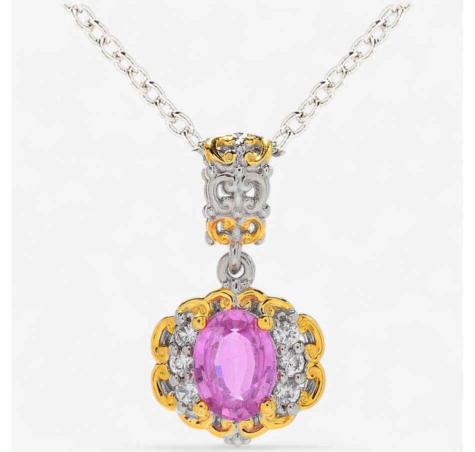 Image 747083.jpg, Product 747-083 / Price $599.99, Gems En Vogue Palladium Silver Pink Sapphire & White Zircon Pendant With Chain from Gems En Vogue on TSC.ca's Jewellery department