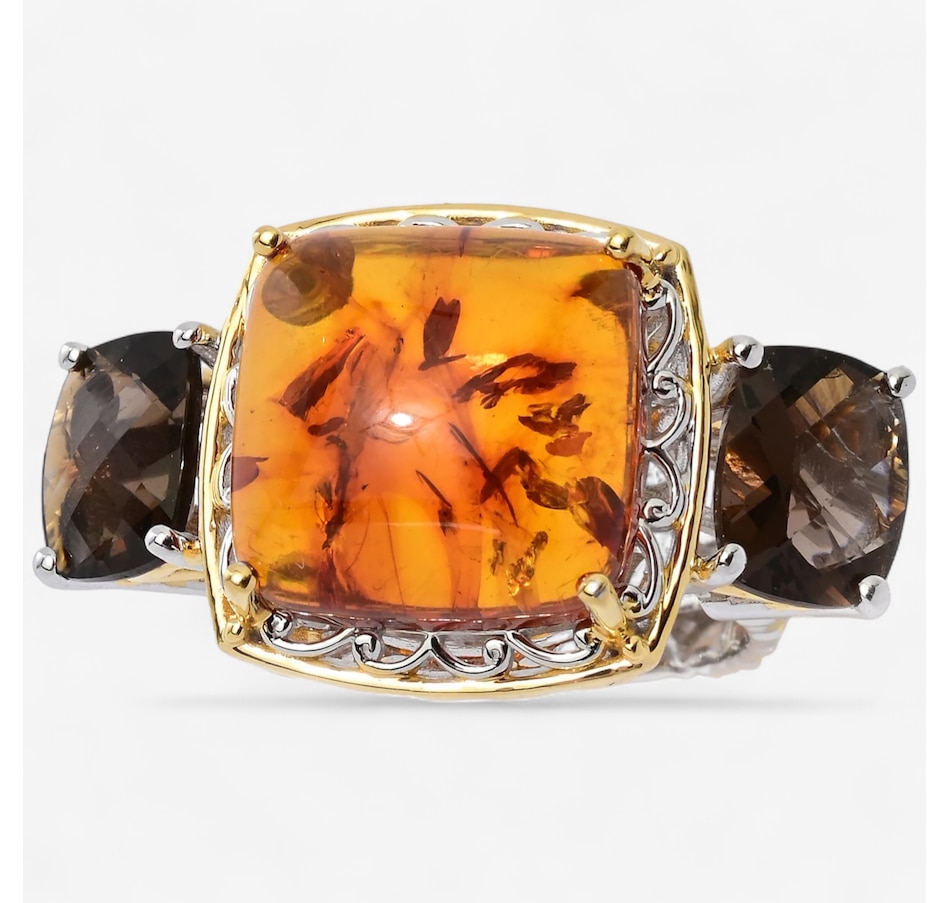Image 747103.jpg, Product 747-103 / Price $189.99, Gems En Vogue Palladium Silver Amber & Smoky Quartz Ring from Gems En Vogue on TSC.ca's Jewellery department