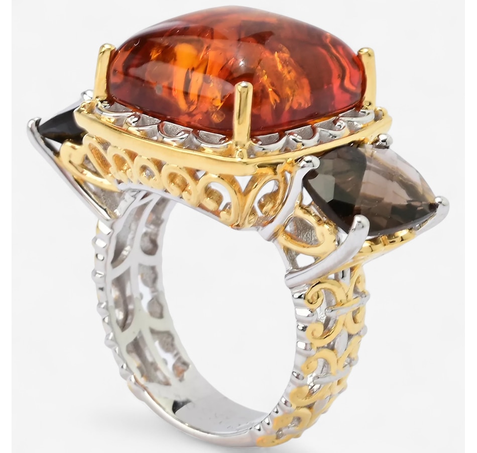 Image 747103_ALTMORE1.jpg, Product 747-103 / Price $189.99, Gems En Vogue Palladium Silver Amber & Smoky Quartz Ring from Gems En Vogue on TSC.ca's Jewellery department