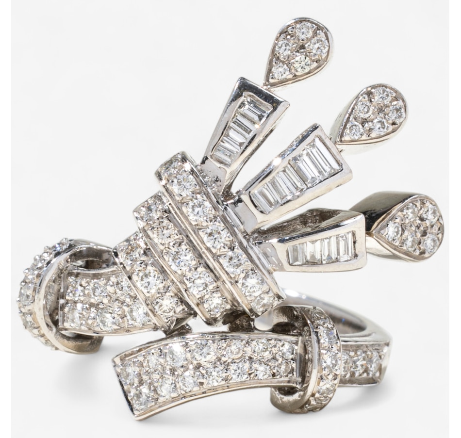 Image 747107.jpg, Product 747-107 / Price $3,995.00, Estate Originals 14K White Gold Fancy Design Diamond Bypass Ring from Estate Originals on TSC.ca's Jewellery department