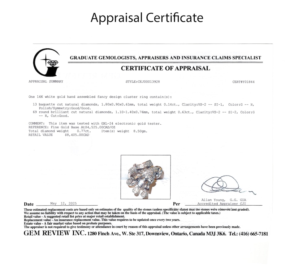 Image 747107_ALTMORE5.jpg, Product 747-107 / Price $3,995.00, Estate Originals 14K White Gold Fancy Design Diamond Bypass Ring from Estate Originals on TSC.ca's Jewellery department