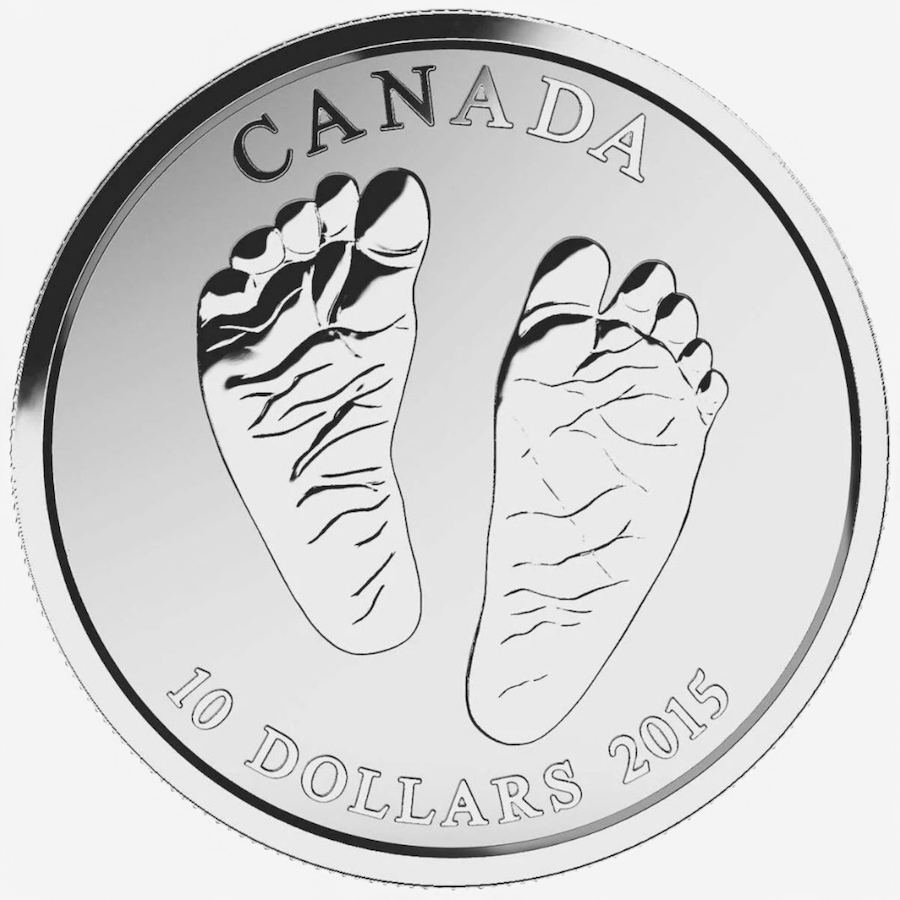 Image 747178_ALTMORE1.jpg, Product 747-178 / Price $289.95, 2015 $10 Welcome to the World Baby Feet Fine Silver Coin from Royal Canadian Mint (RCM) on TSC.ca's Coins department