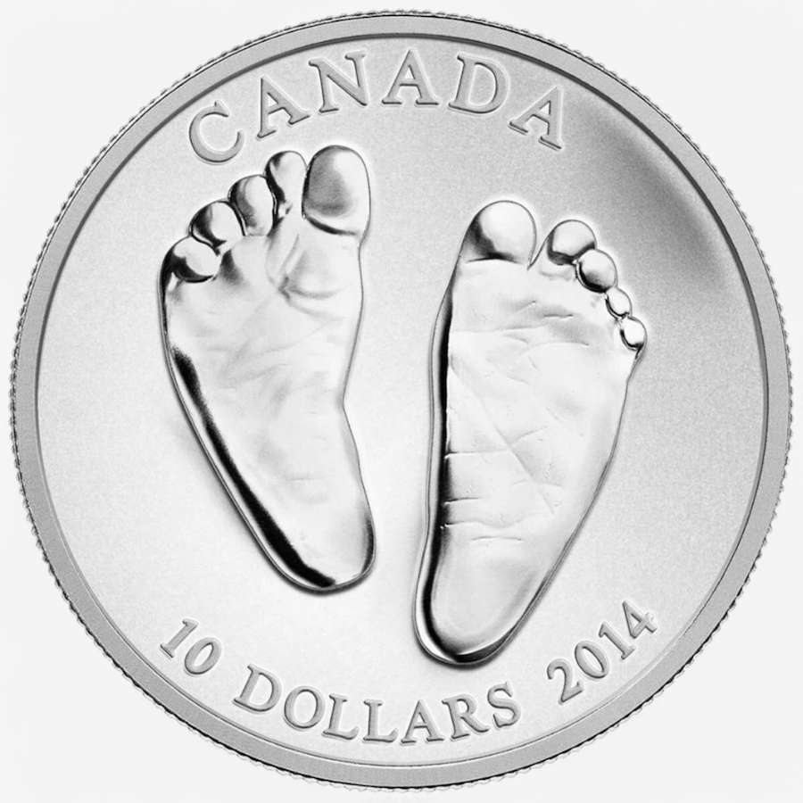 Image 747179_ALTMORE1.jpg, Product 747-179 / Price $169.95, 2014 $10 Welcome to the World Baby Feet Fine Silver Coin from Royal Canadian Mint (RCM) on TSC.ca's Coins department