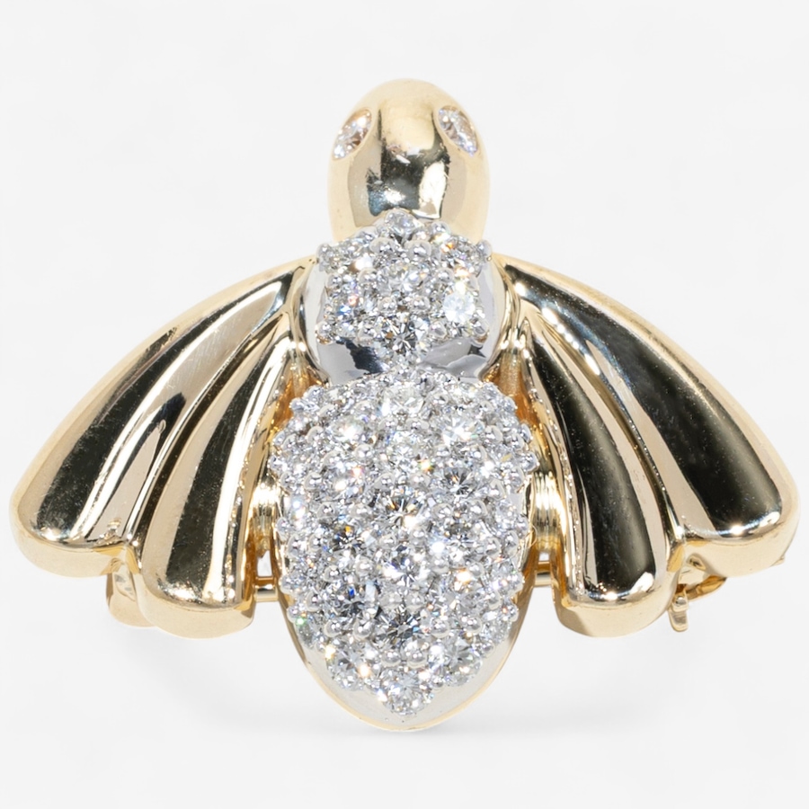 Image 747222_ALTMORE2.jpg, Product 747-222 / Price $2,995.00, Estate Originals 14K Yellow and White Gold Diamond-set Bee Brooch from Estate Originals on TSC.ca's Jewellery department