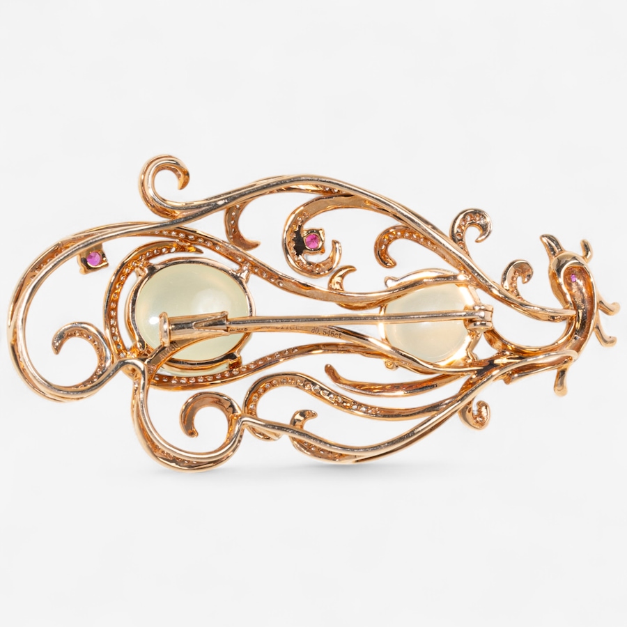 Image 747228_ALTMORE1.jpg, Product 747-228 / Price $4,995.00, Estate Originals 18K Rose Gold Moonstone, Ruby and Diamond Brooch/Pendant from Estate Originals on TSC.ca's Jewellery department