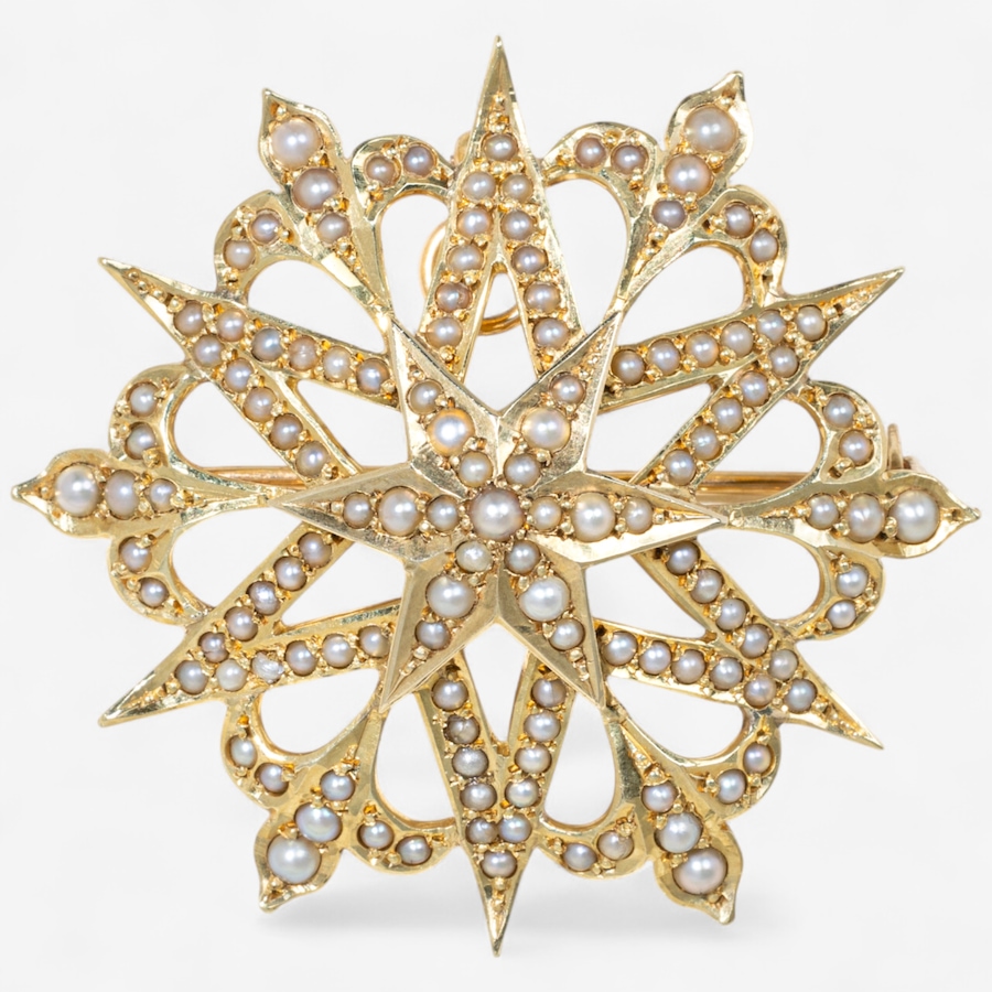 Image 747229.jpg, Product 747-229 / Price $2,495.00, Estate Originals 14K Yellow Gold Seed Pearl Star Shaped Brooch/Pendant from Estate Originals on TSC.ca's Jewellery department