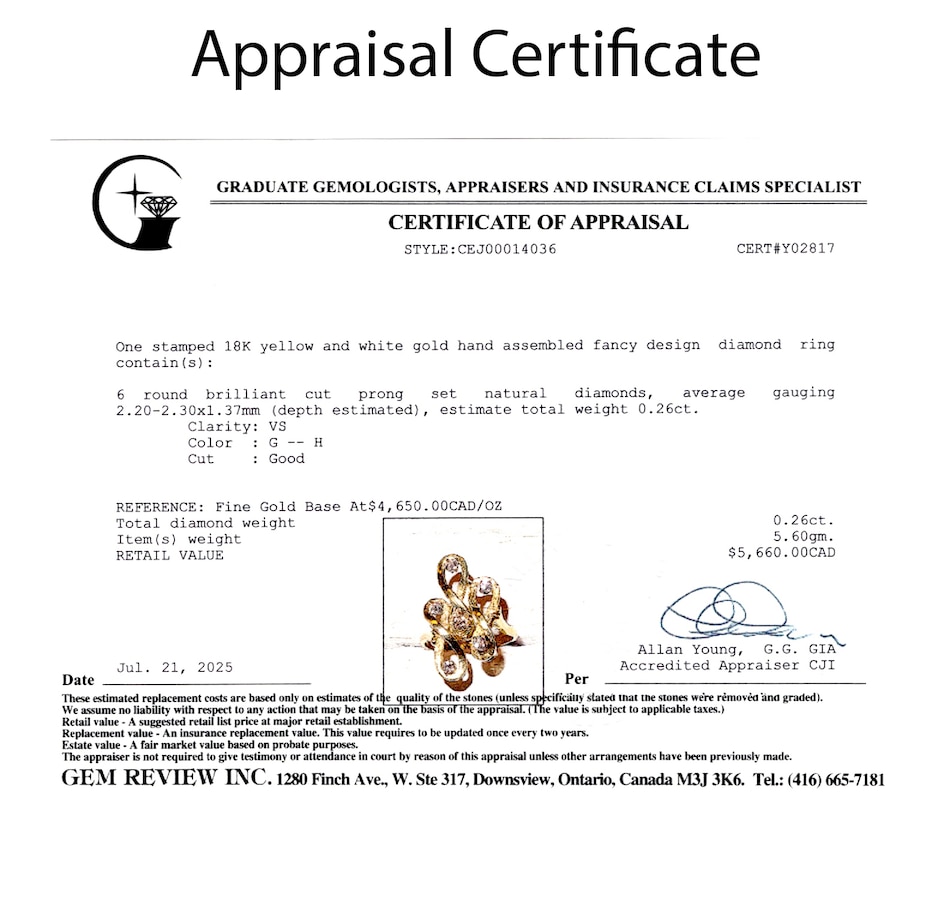 Image 747245_ALTMORE6.jpg, Product 747-245 / Price $2,695.00, Estate Originals 18K Yellow and White Gold Infinity Design Swirl Diamond Ring from Estate Originals on TSC.ca's Jewellery department