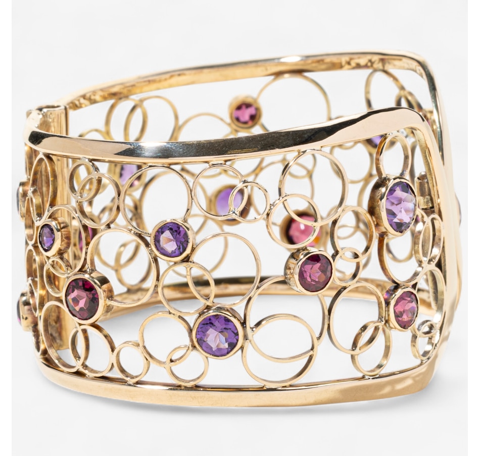 Image 747247_ALTMORE2.jpg, Product 747-247 / Price $9,995.00, Estate Originals 14K Yellow Gold Amethyst and Garnet Hinged Cuff Bracelet from Estate Originals on TSC.ca's Jewellery department