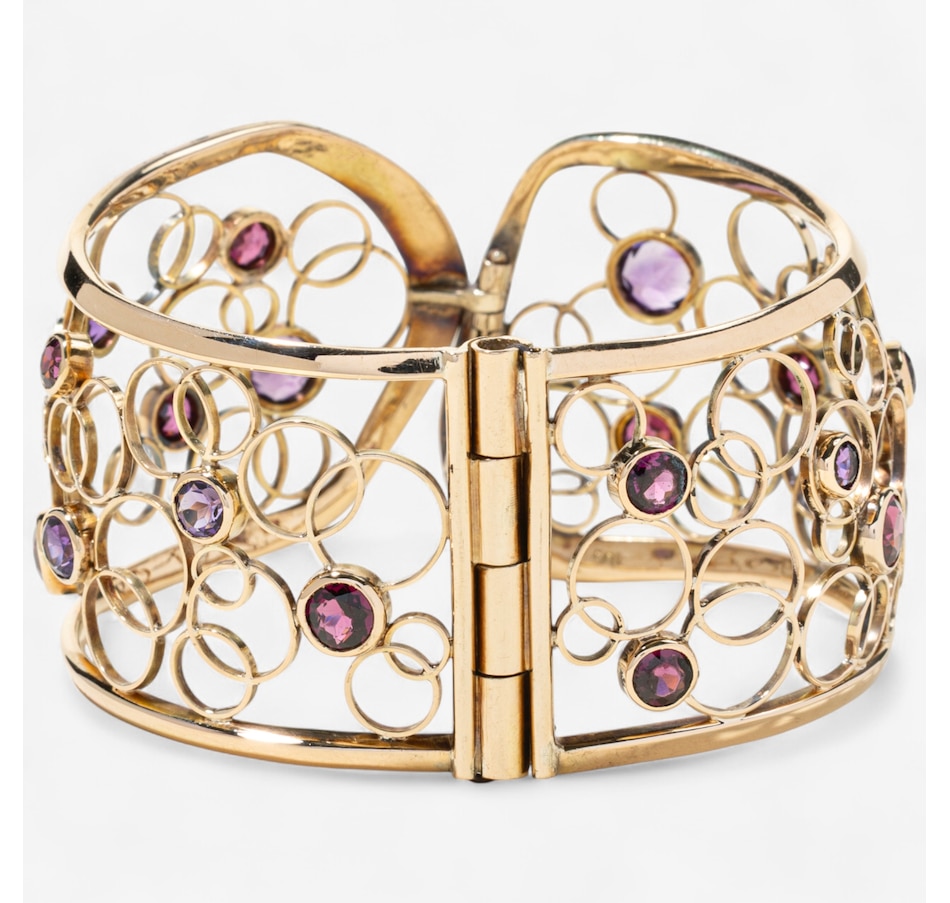 Image 747247_ALTMORE3.jpg, Product 747-247 / Price $9,995.00, Estate Originals 14K Yellow Gold Amethyst and Garnet Hinged Cuff Bracelet from Estate Originals on TSC.ca's Jewellery department