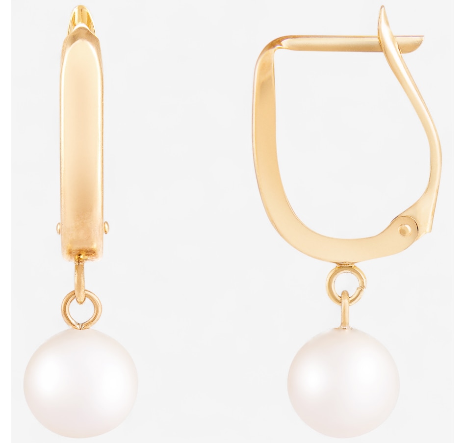 Image 747274.jpg, Product 747-274 / Price $439.99, Splendid Pearls 14K Yellow Gold Fresh Water Pearl Dange Hoop Earrings from Splendid Pearls on TSC.ca's Jewellery department
