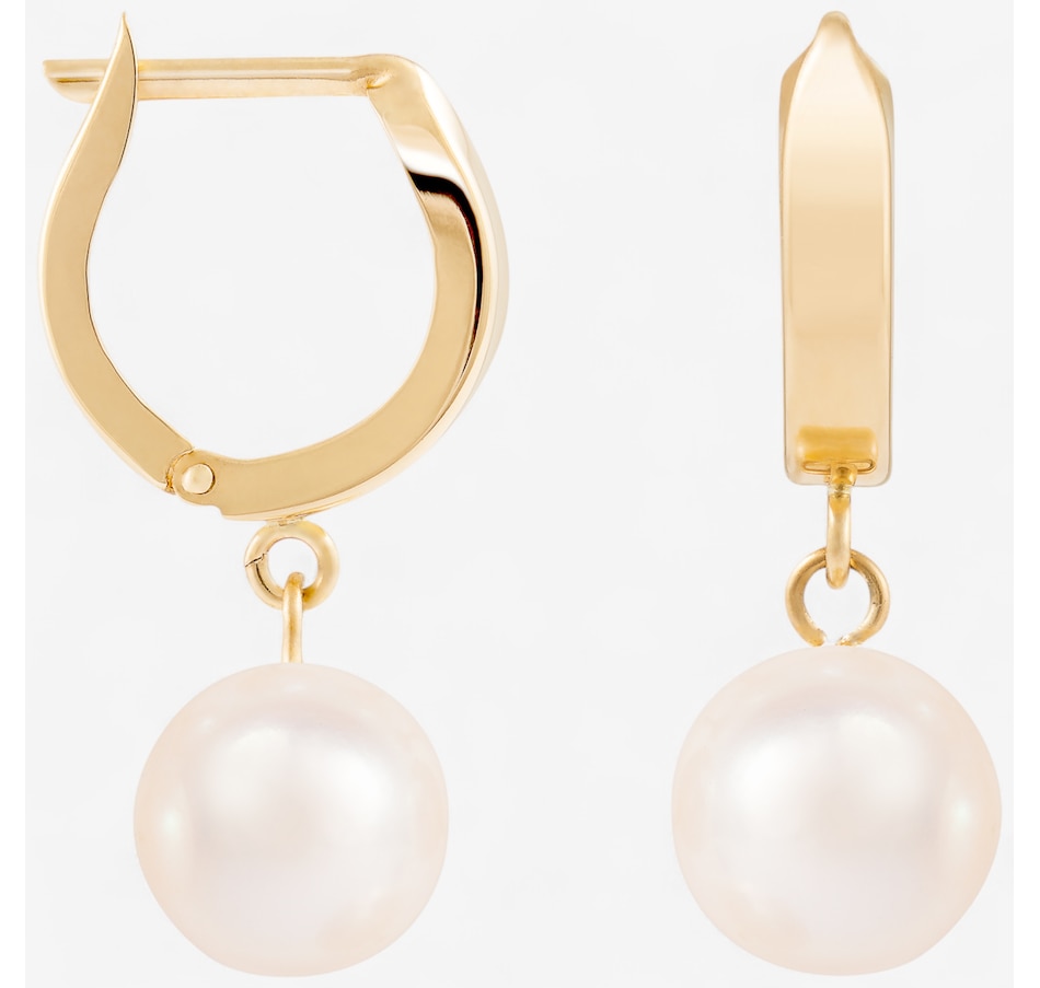Image 747277.jpg, Product 747-277 / Price $379.99, Splendid Pearls 14K Yellow Gold Fresh Water Pearl Dangle Hoop Earrings from Splendid Pearls on TSC.ca's Jewellery department