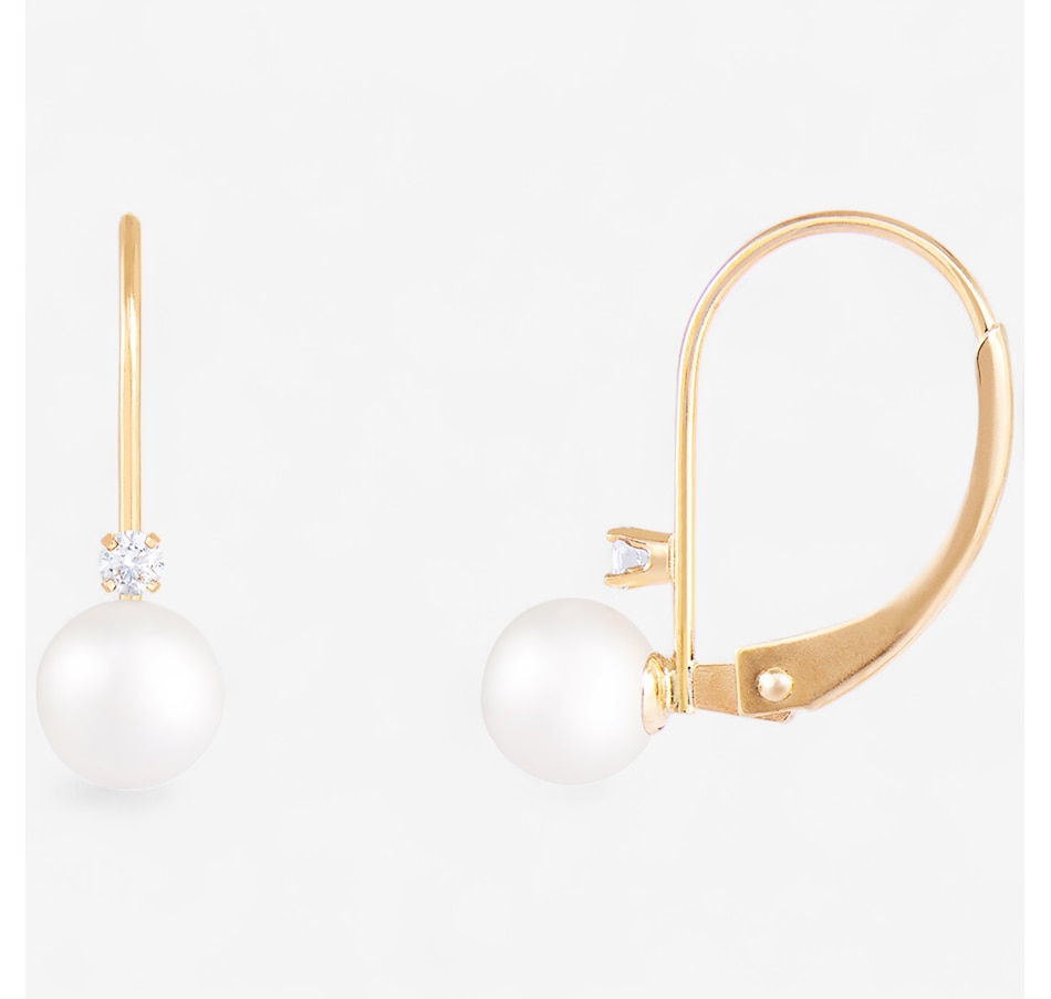 Image 747286.jpg, Product 747-286 / Price $569.99, Splendid Pearls 14K Yellow Gold Fresh Water Pearl Diamond Leverback Earrings from Splendid Pearls on TSC.ca's Jewellery department
