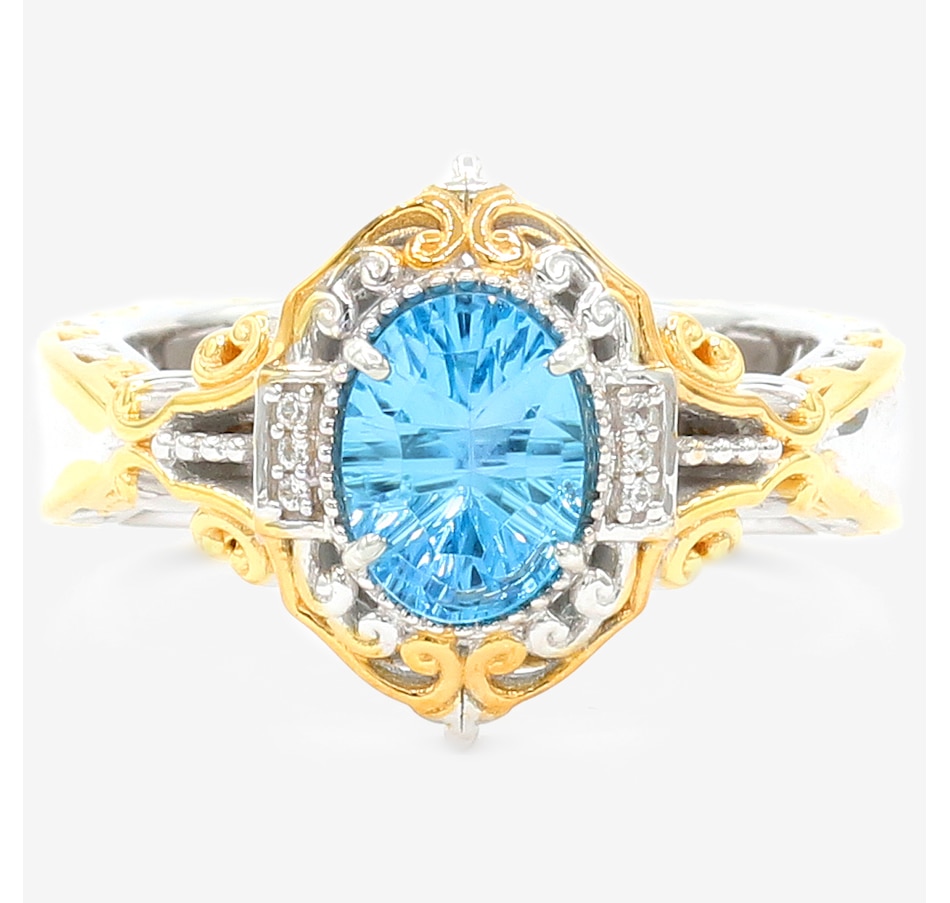 Image 747328.jpg, Product 747-328 / Price $249.99, Gems En Vogue Palladium Silver Swiss Blue Topaz & White Zircon Ring from Gems En Vogue on TSC.ca's Jewellery department