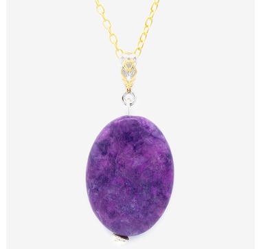 Gems En Vogue Palladium Silver Charoite Pendant With Chain