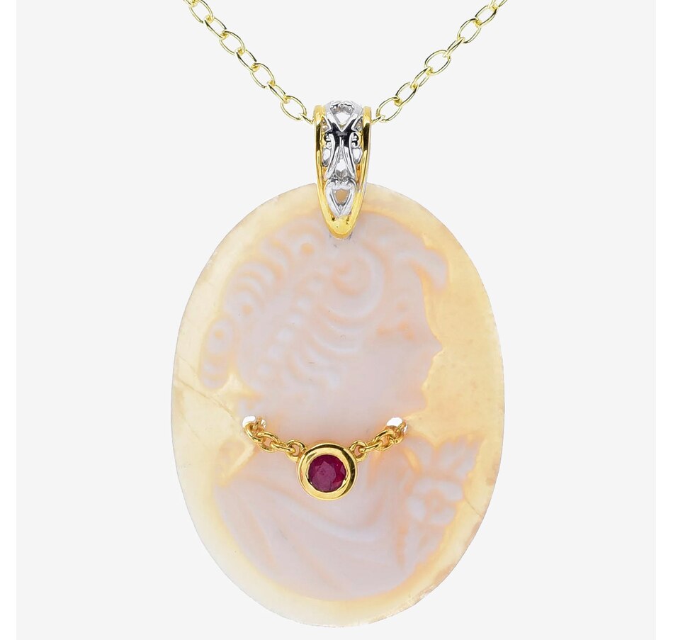 Image 747335.jpg, Product 747-335 / Price $139.99, Gems En Vogue Palladium Silver Lady Cameo And Ruby Pendant With Chain from Gems En Vogue on TSC.ca's Jewellery department