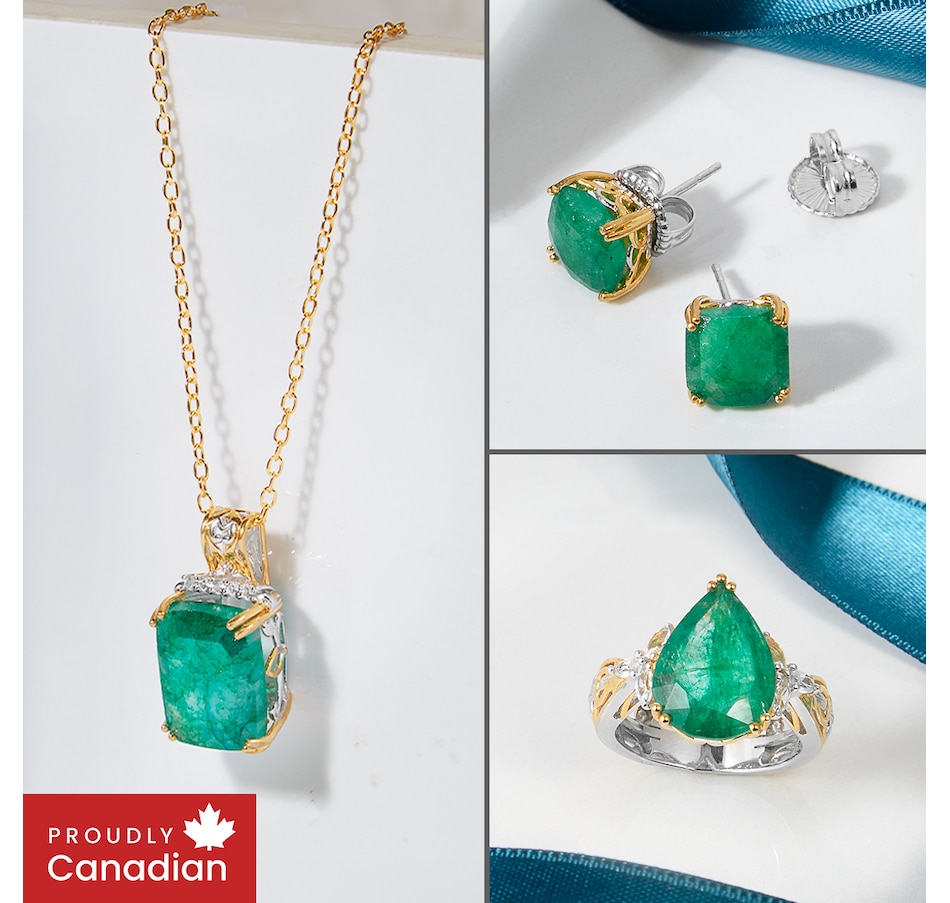 Image 747340_ALTMORE100.jpg, Product 747-340 / Price $299.99, Gems en Vogue Palladium Silver Zambian Emerald and White Zircon Ring from Gems En Vogue on TSC.ca's Jewellery department