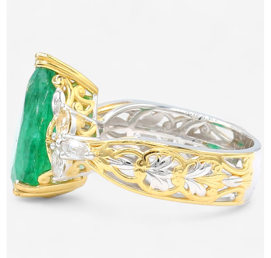 Image 747340_ALTMORE2.jpg, Product 747-340 / Price $299.99, Gems en Vogue Palladium Silver Zambian Emerald and White Zircon Ring from Gems En Vogue on TSC.ca's Jewellery department