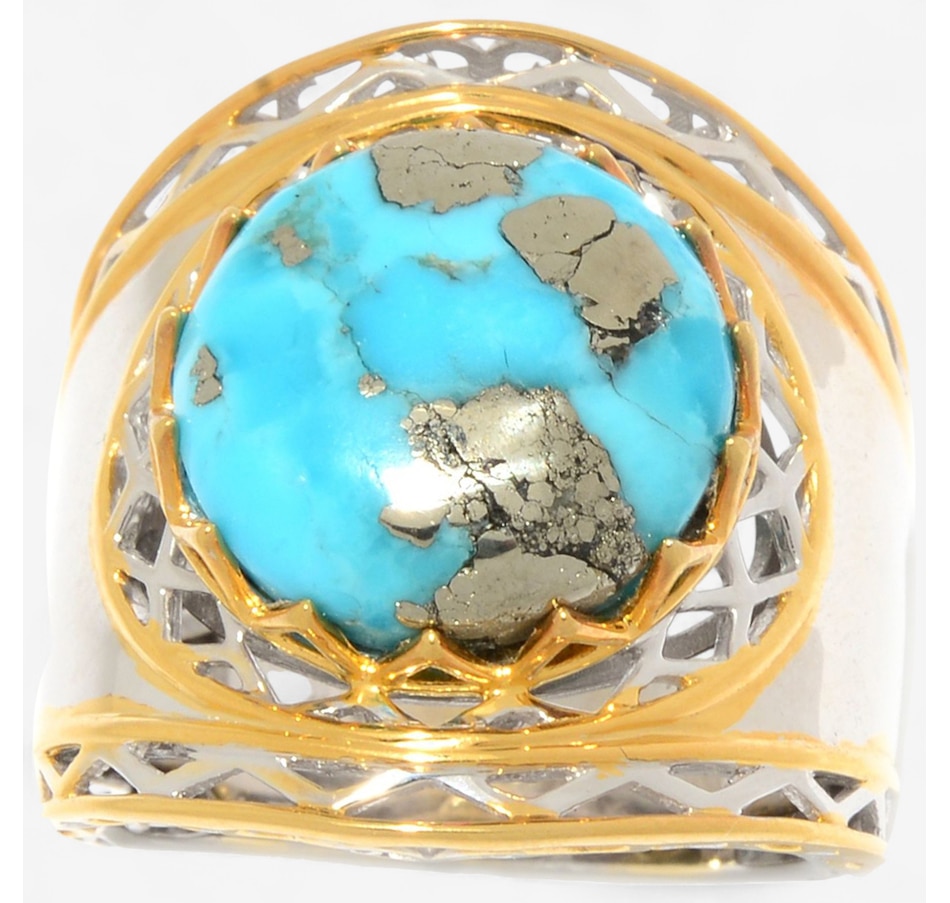 Image 747364.jpg, Product 747-364 / Price $179.99, Gems en Vogue Palladium Silver Pyrite Turquoise Round Ring from Gems En Vogue on TSC.ca's Jewellery department
