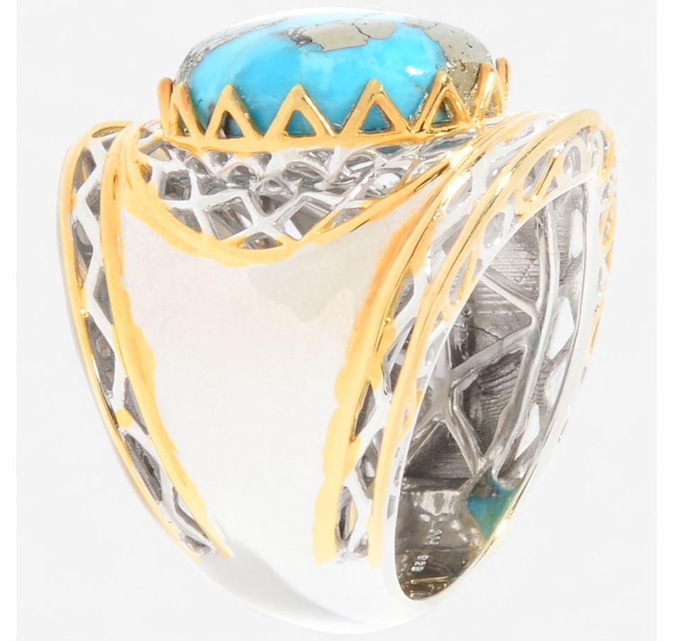 Image 747364_ALTMORE1.jpg, Product 747-364 / Price $179.99, Gems en Vogue Palladium Silver Pyrite Turquoise Round Ring from Gems En Vogue on TSC.ca's Jewellery department