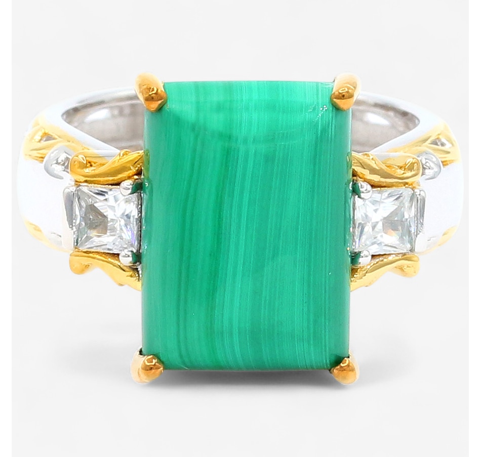 Image 747376.jpg, Product 747-376 / Price $119.99, Gems en Vogue Palladium Silver Malachite and White Zircon Ring from Gems En Vogue on TSC.ca's Jewellery department