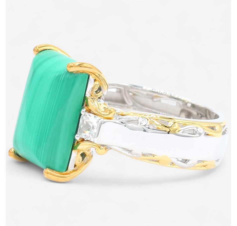 Image 747376_ALTMORE1.jpg, Product 747-376 / Price $119.99, Gems en Vogue Palladium Silver Malachite and White Zircon Ring from Gems En Vogue on TSC.ca's Jewellery department