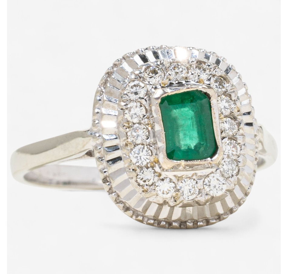 Image 747379_ALTMORE1.jpg, Product 747-379 / Price $2,295.00, 18K White Gold Emerald Cut Emerald and Diamond Ring from Estate Originals on TSC.ca's Jewellery department