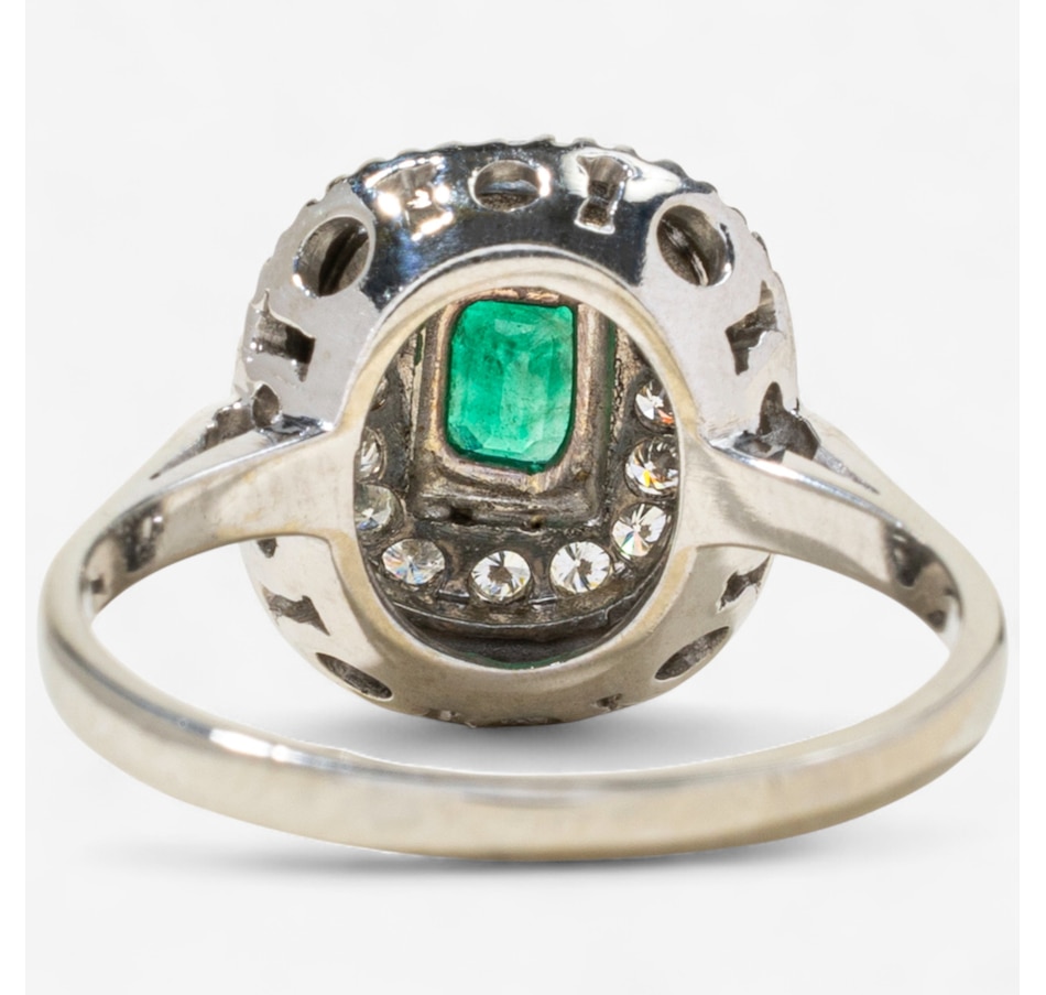 Image 747379_ALTMORE3.jpg, Product 747-379 / Price $2,295.00, 18K White Gold Emerald Cut Emerald and Diamond Ring from Estate Originals on TSC.ca's Jewellery department