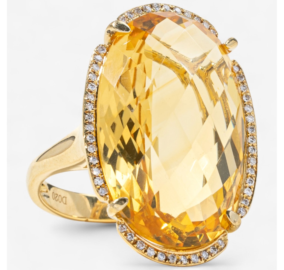 Image 747382_ALTMORE1.jpg, Product 747-382 / Price $3,295.00, 18K Yellow Gold 22.86 Carat Checkerboard Cut Citrine and Diamond Ring from Estate Originals on TSC.ca's Jewellery department