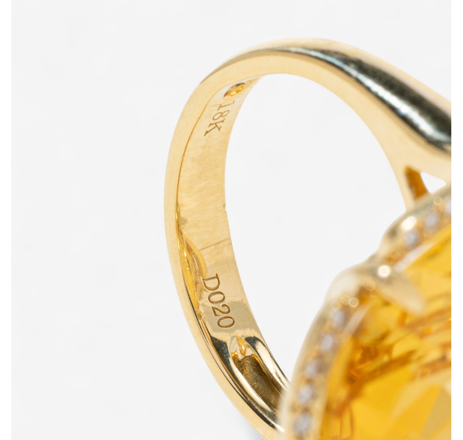 Image 747382_ALTMORE4.jpg, Product 747-382 / Price $3,295.00, 18K Yellow Gold 22.86 Carat Checkerboard Cut Citrine and Diamond Ring from Estate Originals on TSC.ca's Jewellery department