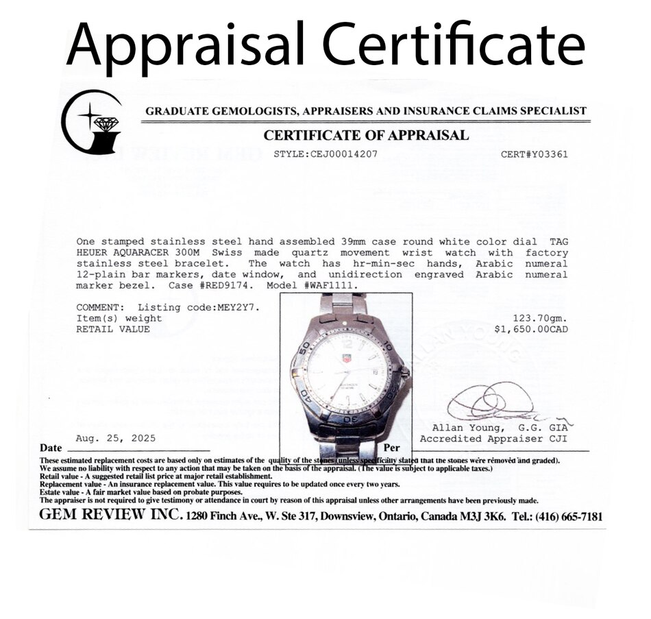 Image 747383_ALTMORE8.jpg, Product 747-383 / Price $1,495.00, Stainless Steel TAG HEUER AQUARACER 300M Swiss Made Quartz Watch from Estate Originals on TSC.ca's Jewellery department