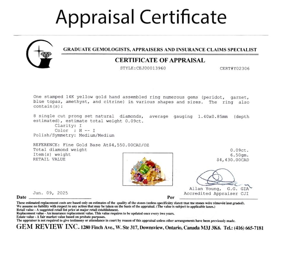 Image 747384_ALTMORE5.jpg, Product 747-384 / Price $2,195.00, 14KT Yellow Gold Multi-Gemstone and Diamond Ring from Estate Originals on TSC.ca's Jewellery department