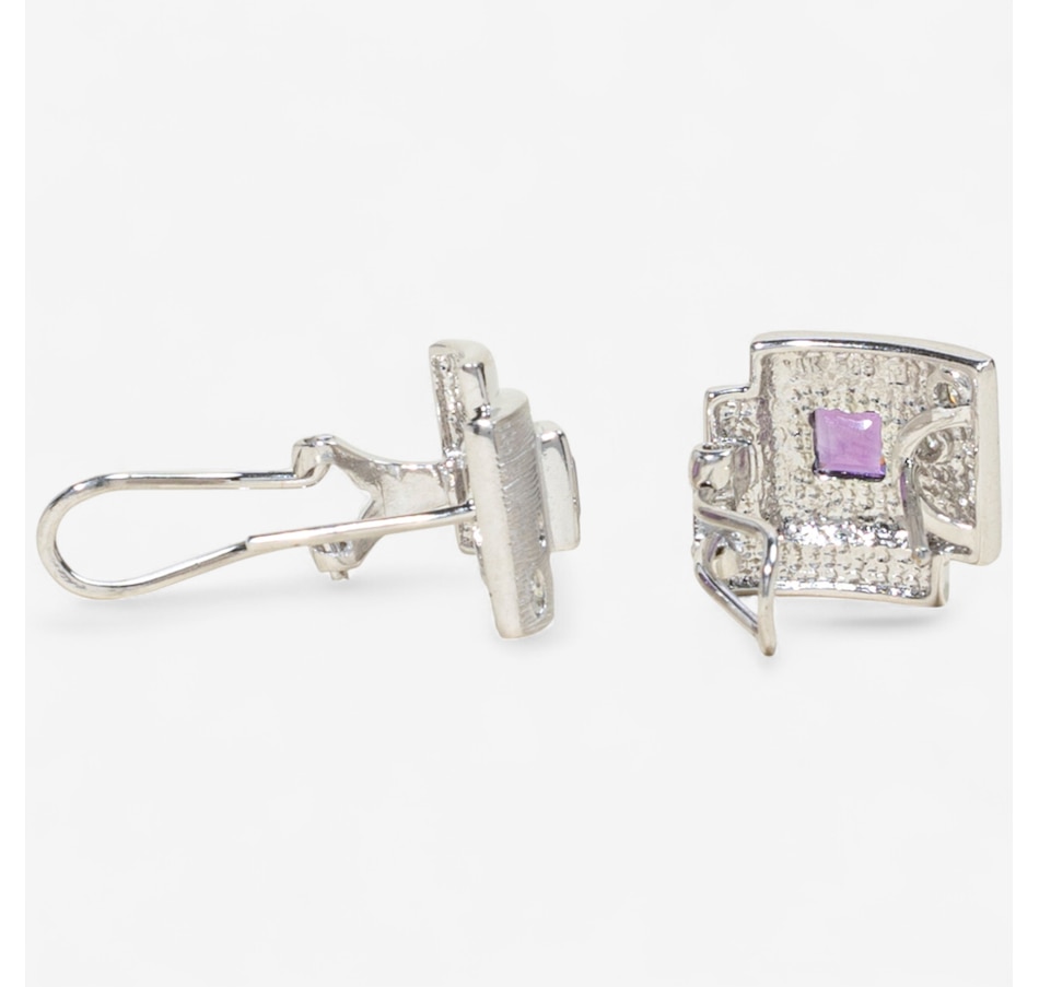 Image 747387_ALTMORE2.jpg, Product 747-387 / Price $1,995.00, 14KT White Gold Square Shaped Amethyst and Diamond French Back Earrings from Estate Originals on TSC.ca's Jewellery department