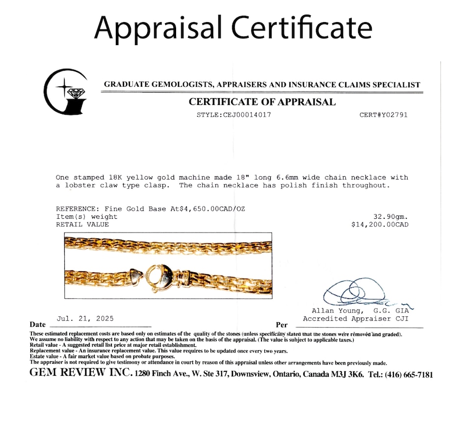 Image 747388_ALTMORE5.jpg, Product 747-388 / Price $6,995.00, 18KT Yellow Gold 18" Fancy Flat Chain with Large Round Lobster Clasp from Estate Originals on TSC.ca's Jewellery department