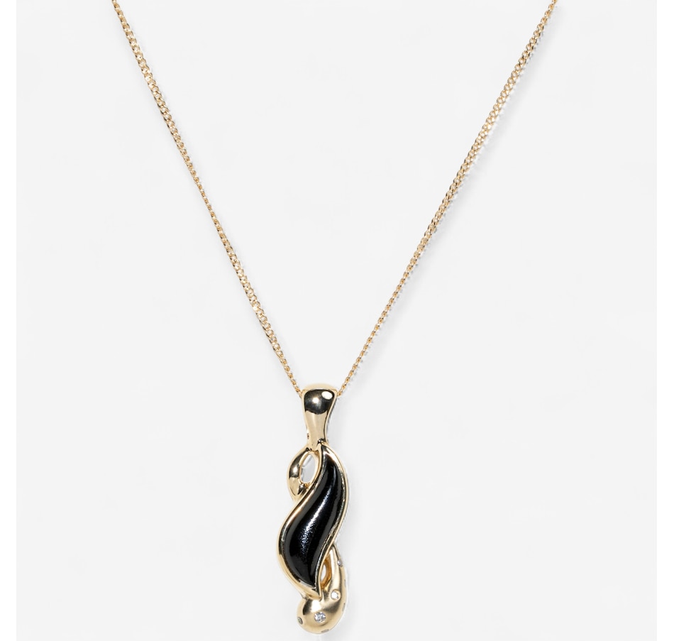 Image 747411_ALTMORE1.jpg, Product 747-411 / Price $2,095.00, 14K Yellow Gold Custom Cut Onyx and Diamond Swirl Pendant from Estate Originals on TSC.ca's Jewellery department