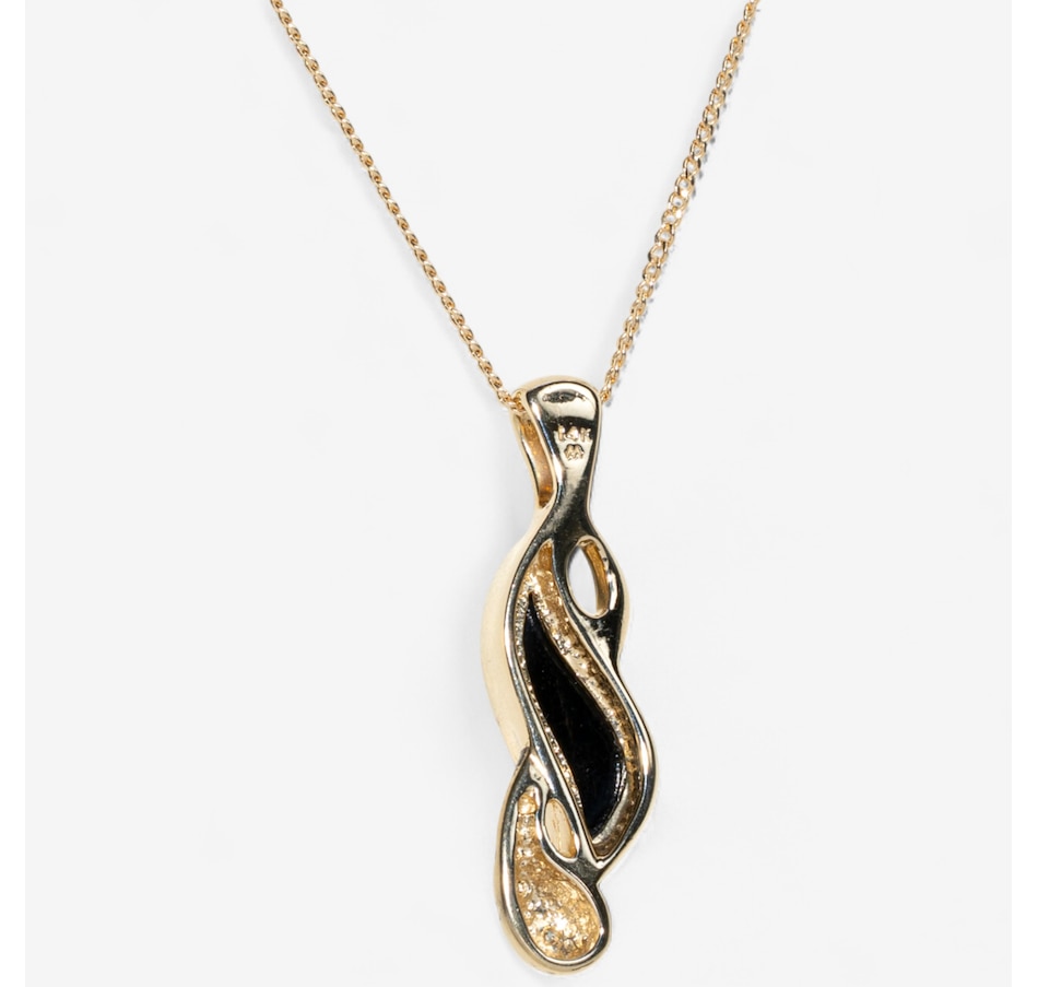 Image 747411_ALTMORE5.jpg, Product 747-411 / Price $2,095.00, 14K Yellow Gold Custom Cut Onyx and Diamond Swirl Pendant from Estate Originals on TSC.ca's Jewellery department