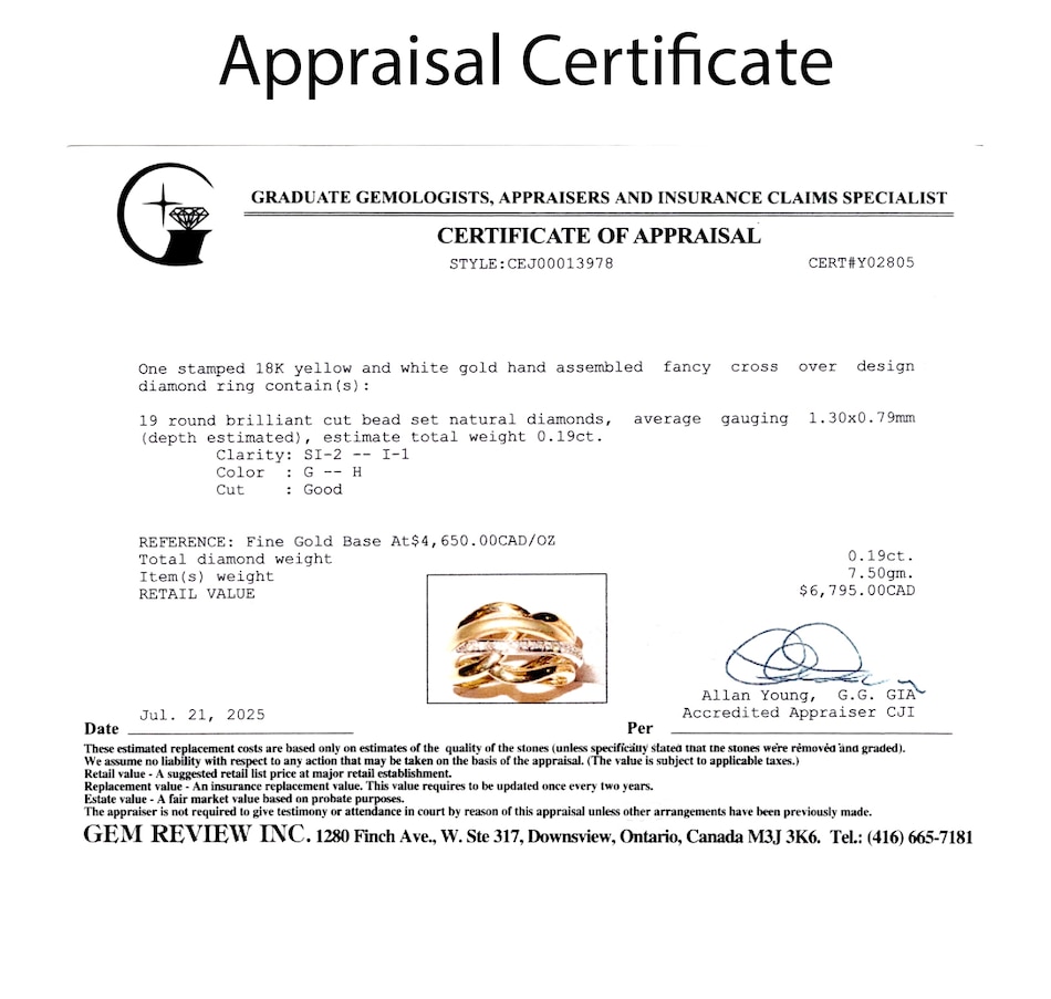 Image 747413_ALTMORE4.jpg, Product 747-413 / Price $2,995.00, 18K Yellow and White Gold Diamond-Set Crossover RIng from Estate Originals on TSC.ca's Jewellery department