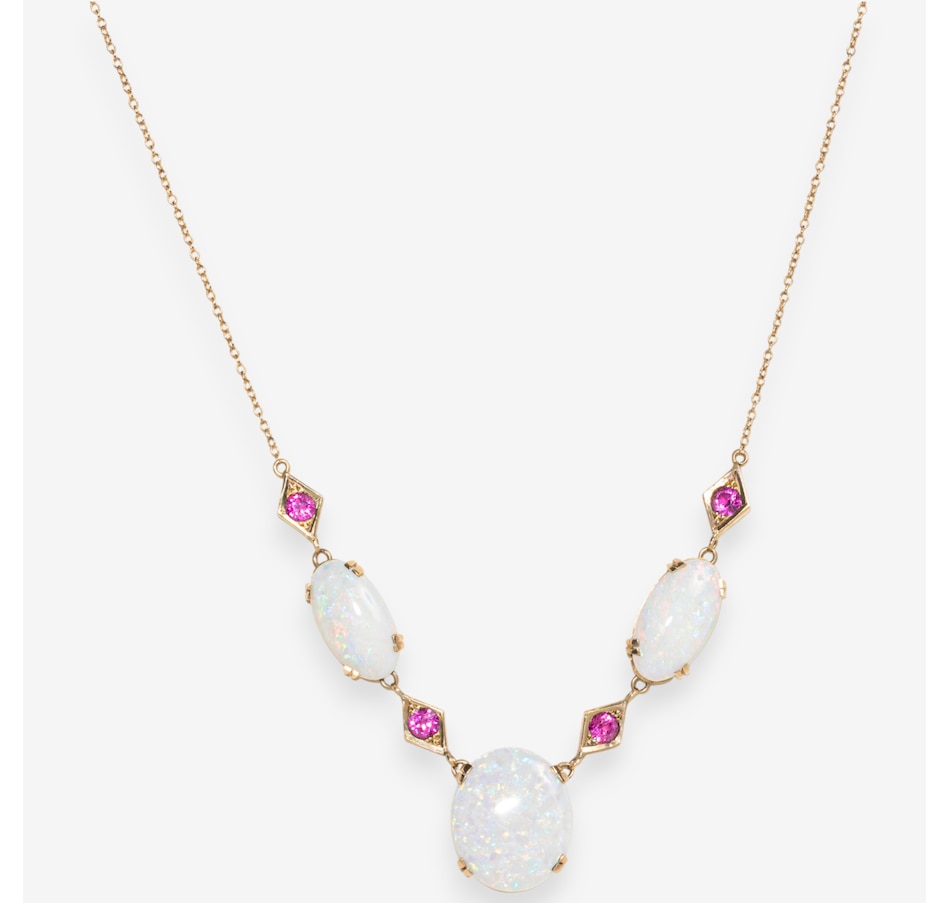 Image 747415_ALTMORE1.jpg, Product 747-415 / Price $2,595.00, 10K Yellow Gold Opal and Synthetic Ruby Necklace from Estate Originals on TSC.ca's Jewellery department