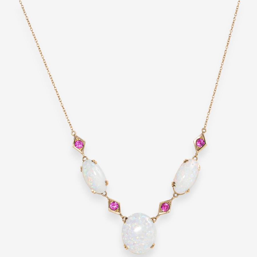Image 747415_ALTMORE1.jpg, Product 747-415 / Price $2,595.00, 10K Yellow Gold Opal and Synthetic Ruby Necklace from Estate Originals on TSC.ca's Jewellery department