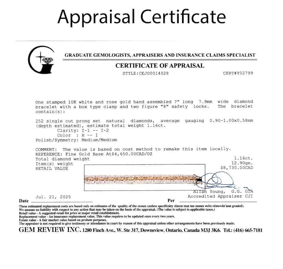 Image 747417_ALTMORE5.jpg, Product 747-417 / Price $4,295.00, 10K White and Rose Gold 1.16CTW Diamond Bracelet from Estate Originals on TSC.ca's Jewellery department