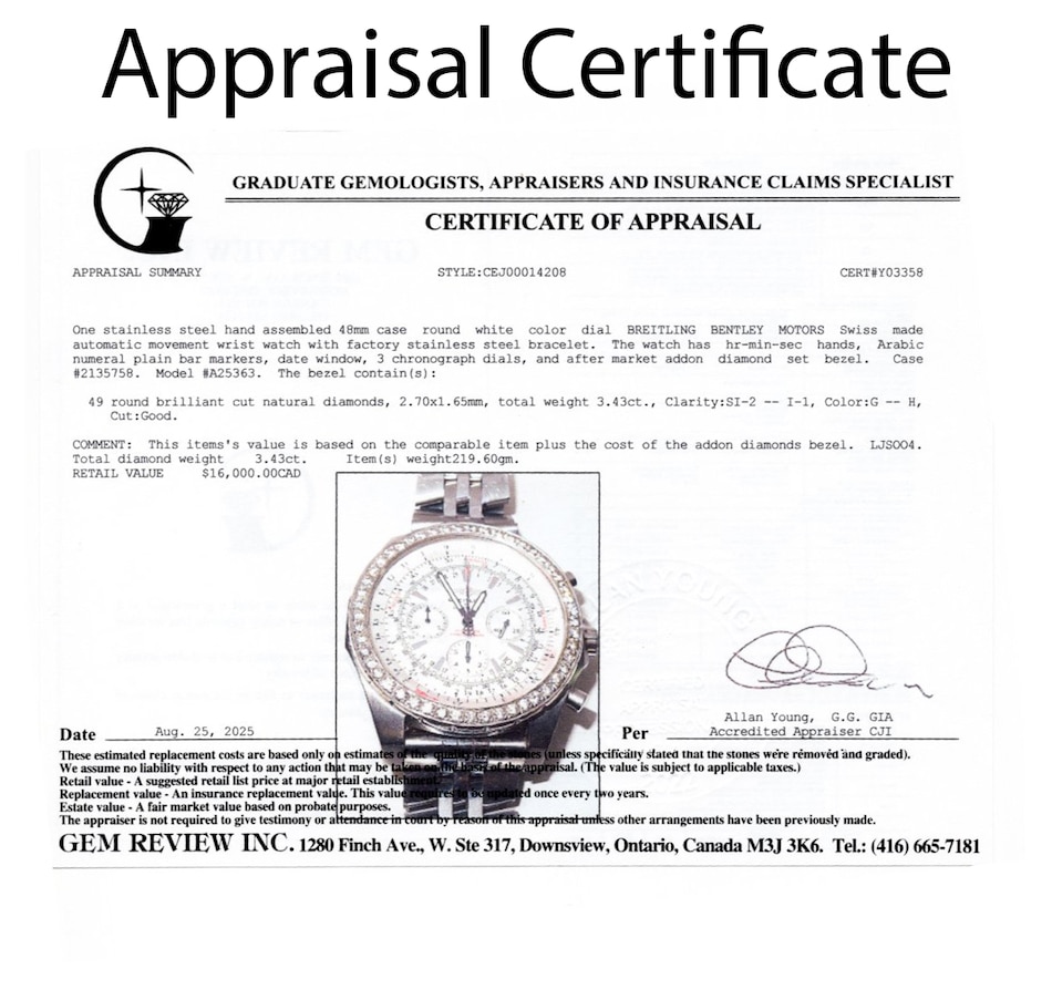 Image 747418_ALTMORE5.jpg, Product 747-418 / Price $8,995.00, Stainless Steel BREITLING BENTLEY MOTORS Swiss Made Watch from Estate Originals on TSC.ca's Jewellery department