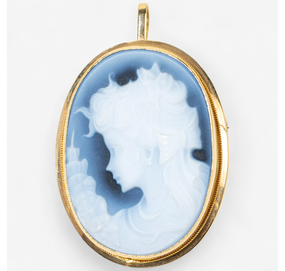 Image 747419.jpg, Product 747-419 / Price $1,595.00, 18KT Yellow Gold Blue Cameo Brooch/Pendant from Estate Originals on TSC.ca's Jewellery department