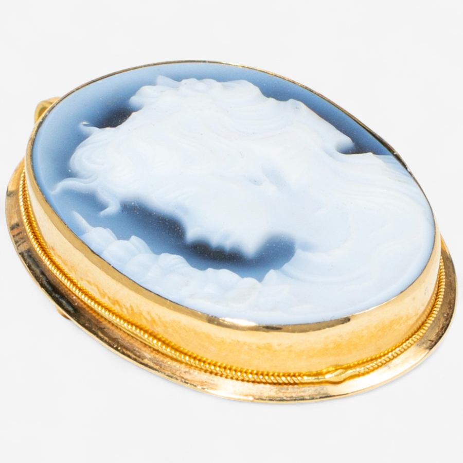 Image 747419_ALTMORE1.jpg, Product 747-419 / Price $1,595.00, 18KT Yellow Gold Blue Cameo Brooch/Pendant from Estate Originals on TSC.ca's Jewellery department