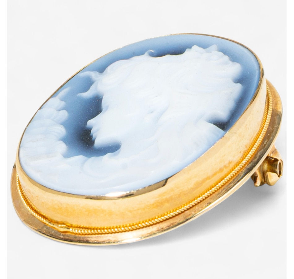 Image 747419_ALTMORE3.jpg, Product 747-419 / Price $1,595.00, 18KT Yellow Gold Blue Cameo Brooch/Pendant from Estate Originals on TSC.ca's Jewellery department