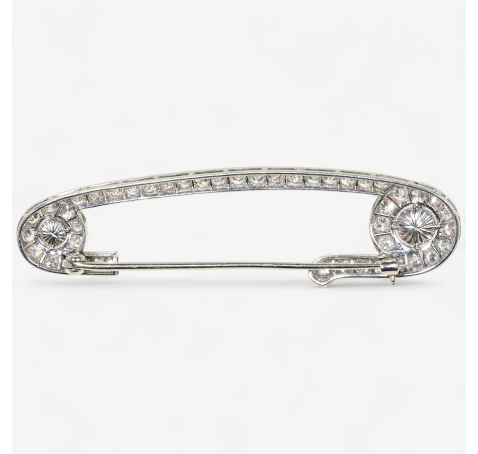 Image 747424_ALTMORE1.jpg, Product 747-424 / Price $4,295.00, Custom Made Platinum Old European Cut Diamond and Emerald Safety Pin Brooch from Estate Originals on TSC.ca's Jewellery department
