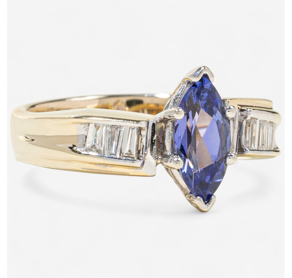 Image 747430_ALTMORE1.jpg, Product 747-430 / Price $2,895.00, 14K Yellow and White Gold 1.12 Carat Tanzanite and Baguette Diamond Ring from Estate Originals on TSC.ca's Jewellery department