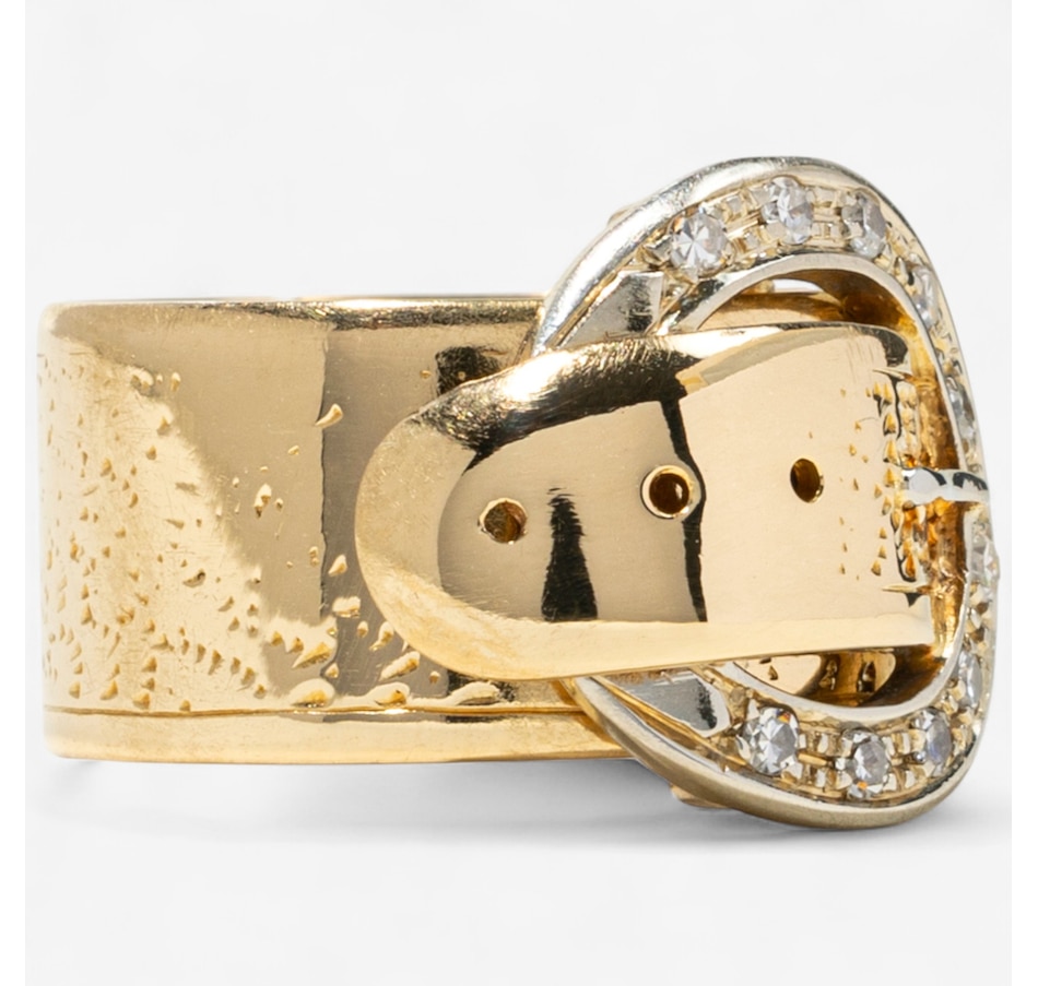 Image 747432_ALTMORE1.jpg, Product 747-432 / Price $4,295.00, 18K Yellow and White Gold Diamond-Set Buckle Motif Ring from Estate Originals on TSC.ca's Jewellery department