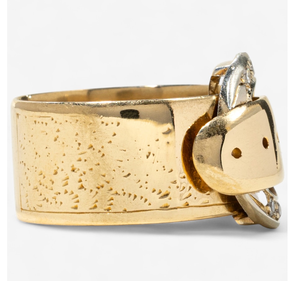 Image 747432_ALTMORE2.jpg, Product 747-432 / Price $4,295.00, 18K Yellow and White Gold Diamond-Set Buckle Motif Ring from Estate Originals on TSC.ca's Jewellery department