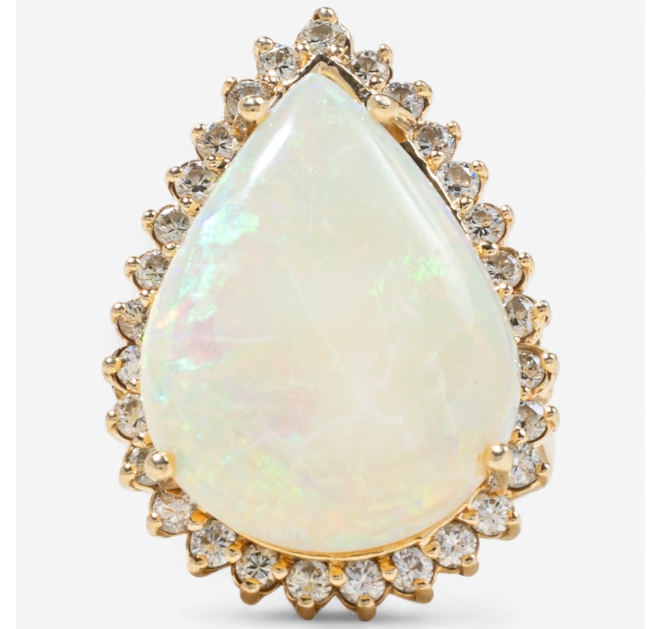 Image 747436.jpg, Product 747-436 / Price $4,295.00, 14K Yellow Gold 11.70CT Pear Shaped Opal and Diamond Ring from Estate Originals on TSC.ca's Jewellery department