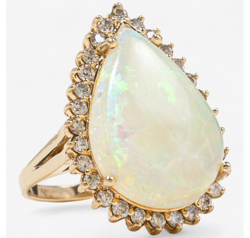 Image 747436_ALTMORE1.jpg, Product 747-436 / Price $4,295.00, 14K Yellow Gold 11.70CT Pear Shaped Opal and Diamond Ring from Estate Originals on TSC.ca's Jewellery department